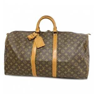 LOUIS VUITTON Brown Monogram Keepall 55 Boston Bag